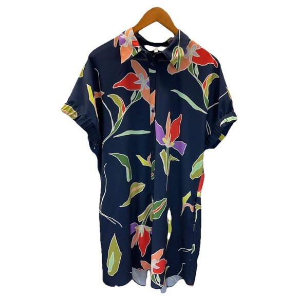 CROSBY BY MOLLIE BURCH Callaway Dress BUTTON FRONT SLEEVELESS NAVY POCKETED LG - Picture 1 of 11